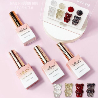 Set Sơn Nhũ Flash 4 Chai Siêu Bắt Sáng 15ml Milan, Đặc Bóng Cao Bền Màu, Tặng Kèm Bảng Màu Cao Cấp Nail Phương Miu Nữ Women