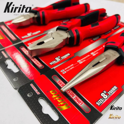 Bộ Kìm Kirito 3 Món Cho Thợ Điện – Thép CR-V – Siêu Bền – Cắt Dây, Uốn, Gắp- Kìm đỏ đen KIRITO