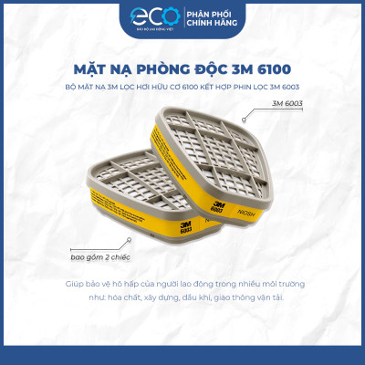 Bộ mặt nạ chống hóa chất 3M 6100/6200 + Phin lọc 3M 6003 - Mặt nạ bảo vệ hô hấp