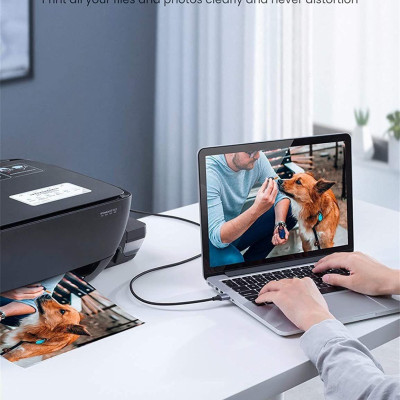 Ugreen UG80804US369TK 3M đầu nhôm dây bọc lưới chống nhiễu cáp máy in màu Đen 2.0 USB A sang B - HÀNG CHÍNH HÃNG