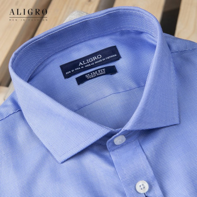 ÁO SƠ MI NAM DÀI TAY TRƠN MÀU XANH DƯƠNG ALIGRO DÁNG SLIMFIT MÃ ALGS198