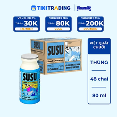 Thùng 48 Chai x 80ml Sữa Chua Uống Vinamilk Susu Hương Việt Quất Chuối