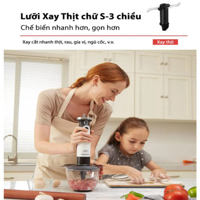 Máy xay sinh tố cầm tay 4 trong 1 kiêm bóc tỏi Morphy Richards MR6006 - HÀNG NHẬP KHẨU 