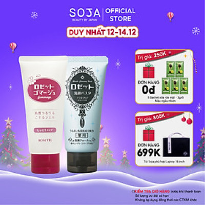 Combo làm giảm mụn dành cho da khô  Rosette Gommage Moist + Rosette Face Wash Pasta Acne Clear