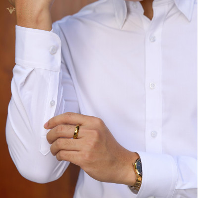 [SMARTSUIT - THE SUITS HOUSE] Sơ mi cao cấp TRẮNG TRƠN, KHUY HIỆN công sở, thanh lịch, Regularfit tôn dáng