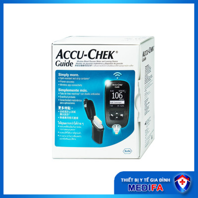 [TRỌN BỘ] Máy Đo Đường Huyết Accu-Chek Guide Kèm 25 Que Thử Và Trụ 6 Kim Lấy Máu ,Tem Phụ Tiếng Việt