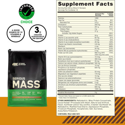 Optimum Nutrition Serious Mass 12Lbs (5.4KG) Sữa Tăng Cân Bổ Sung Calo, Protein, Vitamin Khoáng Chất