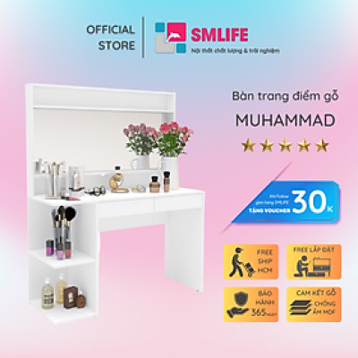 Bàn trang điểm led gương tròn đẹp SMLIFE Muhammad