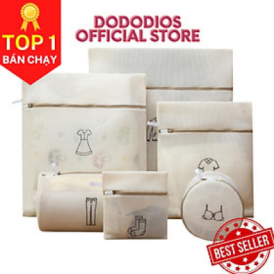 Combo 6 túi giặt 3 lớp bảo vệ quần áo, đồ lót dùng cho máy giặt chính hãng Dododios