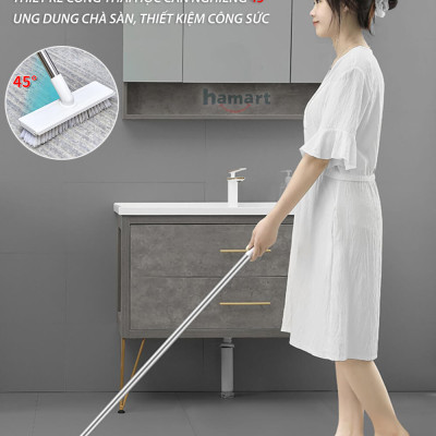 Chổi Chà Sàn Nhà Tắm Cán Dài Có Gạt Nước Hamart Xoay 360° Cọ Sàn Đa Năng TẶNG Móc Treo Chổi