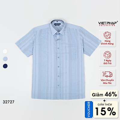 Áo Sơ Mi Nam Ngắn Tay VIỆT PHÁP Form Luxury Chất liệu  Bambo  In Sọc  lịch lãm, sang trọng  32727