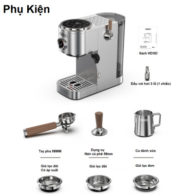 Máy pha cà phê Cappuccino, Ristretto, Espresso, Latte chuyên nghiệp thương hiệu Mỹ cao cấp HiBREW H13 - Hàng chính hãng (BH 12 THÁNG)