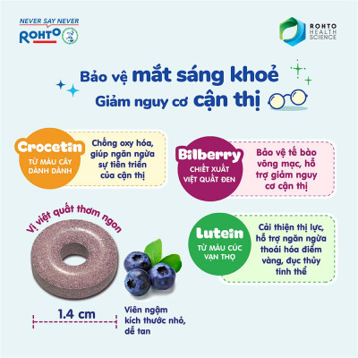 Kẹo ngậm bổ mắt cho bé Rohto Clear Vision Junior (Hộp 60 viên)