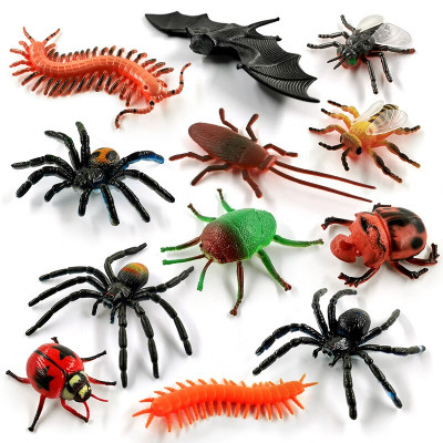 Bộ 12 con côn trùng giả New4all làm đồ chơi giáo dục cho trẻ Ong Ruồi Nhện Dơi Rết Cuốn Chiếu