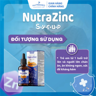 Siro NutraZinc hỗ trợ bổ sung kẽm giúp bé ăn ngon và tăng sức đề kháng (30ml) - Nutramed