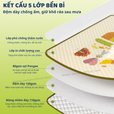 Lều cho bé gấp gọn kèm thảm dã ngoại cắm trại chống thấm nước Mideer Deer Camp Party