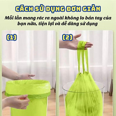 Túi Đựng Rác Dạng Rút Linh Chi Bedding Cuộn 50 Túi Chịu Tải Tốt Siêu Dai Màu Xanh Lá
