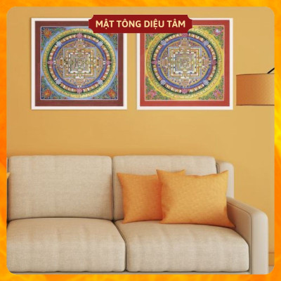 Tranh Mandala vẽ tay Nelapl của họa sư thủ công 100% đóng khung kính