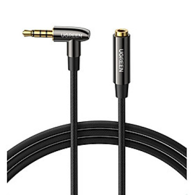 Ugreen 20495 Cáp âm thanh 3.5mm nối dài hổ trợ Hi-Fi Stereo TRRS dài 2M 4 khấc Màu Đen 90 độ Hàng Chính Hãng
