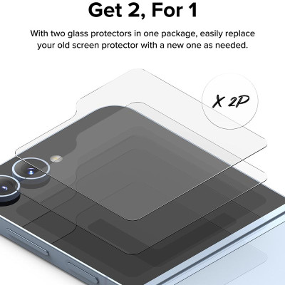 Combo 2 Miếng Dán cường lực Samsung Galaxy Z Flip 6 RINGKE Cover Display Tempered Glass (Màn hình ngoài)_ Hàng chính hãng