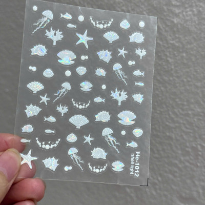Sticker 5D Biển Cả Hình Sao Sò Ốc Biển Cá Heo Nhiều Màu Pastel Làm Nail Du Lịch Mùa Hè, Hình Dán Móng Ngọc Trai BLUE SEA Sứa Biển Nổi Mix Kiểu
