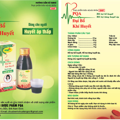 Đại Bổ Khí Huyết PQA Thành Phần Từ Thiên Nhiên Hỗ Trợ Bổ Huyết, Tăng Huyết Áp Dùng Cho Người Huyết Áp Thấp Hộp 125ml