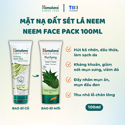 Mặt Nạ Đất Sét Lá Neem Đẩy Mụn Ẩn Hút Dầu Thừa Himalaya Neem Face Pack 100ml