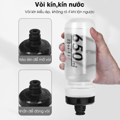 Chai Nước Xe Đạp 650ml YQ650 Chất Liệu Nhựa PP An Toàn Dễ Dàng Vệ Sinh (không kèm giá đỡ bình nước xe đạp) MaiLee