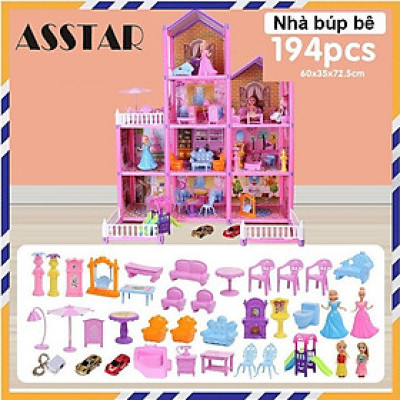 Đồ Chơi Cho Bé Gái, Nhà Búp Bê Cỡ Lớn 194 Chi Tiết, Đồ Chơi Búp Bê Barbie, Quà Tặng Sinh Nhật