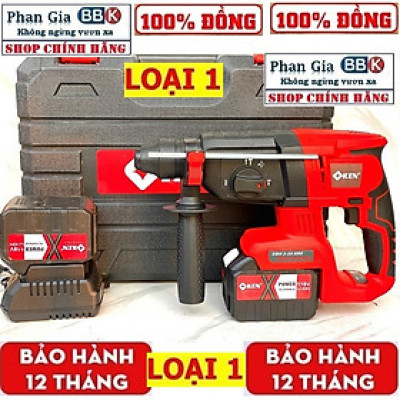 [LOẠI 1] Máy Khoan Bê Tông Pin KEN 199V - Bộ 2 PIN 15 CELL  Động Cơ Không Chổi Than 3 Chức Năng Chân Pin Phổ Thông