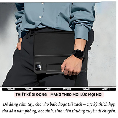 Case bao da bàn phím bluetooth bảo vệ 360 độ hiệu WIWU Protective Keyboard cho iPad Pro 11 13 inch M4 Pro 11 2020/21/22 Air 4/5/6/7 Gen 7 8 9 10.2 inch 10.5 inch Gen 10 10.9 inch - Bàn phím từ tính nam châm tháo rời, tích hợp giá đỡ - Hàng nhập khẩu