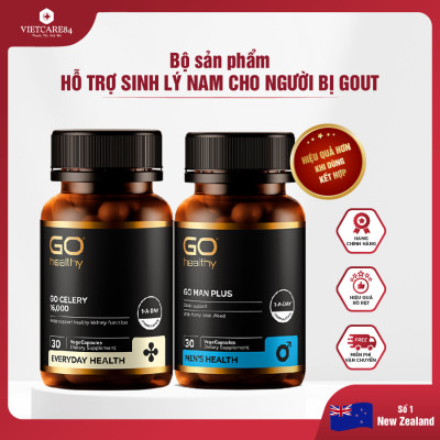 Bộ Sản Phẩm Tăng Cường Sinh Lực, Sinh Lý Nam Cho Người Bị Gout: Viên Gout Go Celery 16000mg 30 Viên, Viên Tăng Cường Sinh Lý Nam Go Man Plus 30 Viên