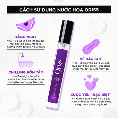 Combo Dung Dịch Vệ Sinh Phụ Nữ Oriss Tía Tô 200ml Và Nước Hoa Vùng Kín Nữ Oriss 10ml