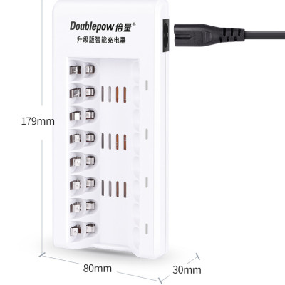 Bộ sạc 8 pin tự ngắt TẶNG kèm hộp 8 pin Dowblepow 3000mAh-Hàng chính hãng Doublepow