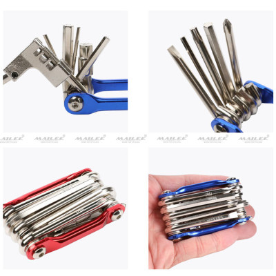 Lục giác sửa chữa xe đạp T-25 11 in 1, bao gồm các dụng cụ đủ loại như đinh vít, lục giác, cắt xích và nạy lốp - Mai Lee