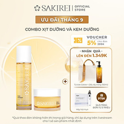 Combo Xịt NMN, HA Sakirei & Kem dưỡng da Sakirei NMN Revitalize từ Nhật Bản
