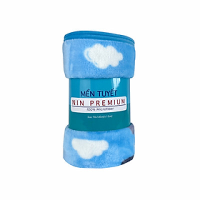 Mền tuyết NIN House hoa văn Lovely Cloud 1m3x2m, 1m6x2m sợi microfiber cực kỳ ấm, mịn màng fleece blanket dùng văn phòng, xe hơi, máy bay