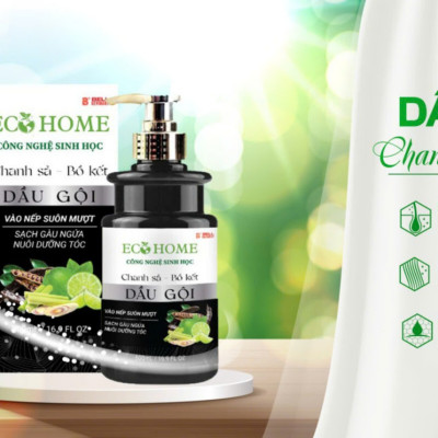 (Tặng nước rửa tay) Combo Cặp Dầu Gội Xả Chanh Sả Bồ Kết ECOHOME Kim Ngân Công Nghệ Sinh Học 500ml