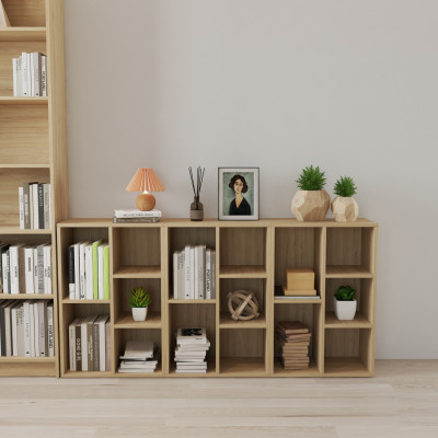HAPPY FURNITURE , COMBO 3 kệ sách 5 ngăn - CATY , KSA_091, 156cm x 28cm x 77cm DxRxC
