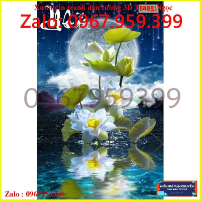 Tranh dán tường 3D, tranh Hoa Sen
