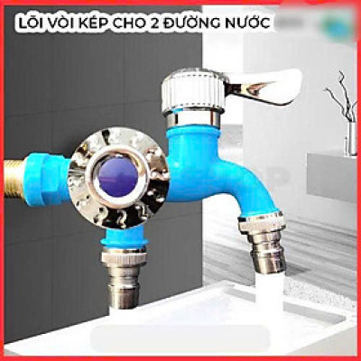 Vòi Nước 2 Đầu Ra Cao Cấp – Tiện Ích Cho Máy Giặt, Bồn Rửa, Sân Vườn