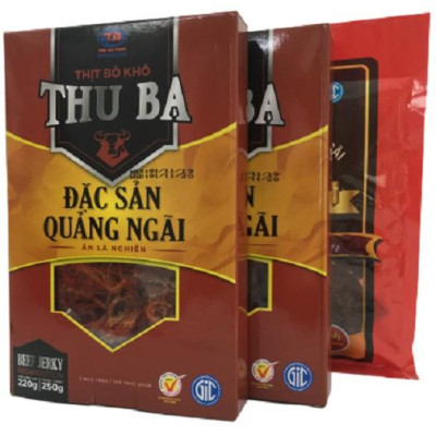 (100% Bò Thật), Combo 2 hộp khô bò Thu Ba 250gr tặng 1 gói 35gr, ăn vặt đọc sách. Sản phẩm OCOP 4 sao Quảng Ngãi