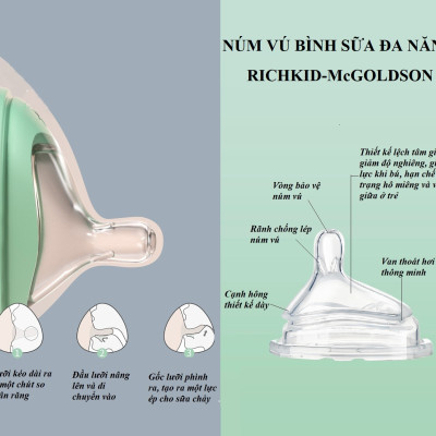 Núm vú bình sữa đa năng RICHKID-McGOLDSON (Hộp 2 cái) size L ( 2 cái/ hộp)