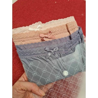 Quần lót nữ set túi 3 quần trơn cotton thun viền ren