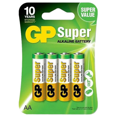 Vỉ 4 Pin Tiểu GP Super Alkaline Battery AA 1.5V - GP 15A-2U4