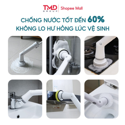 Máy Cọ Nhà Vệ Sinh TMD (6 đầu cọ) - Chổi Cọ Điện Sạch Mọi Ngóc Ngách/Sử Dụng 120p, Chất Liệu Bền Đẹp