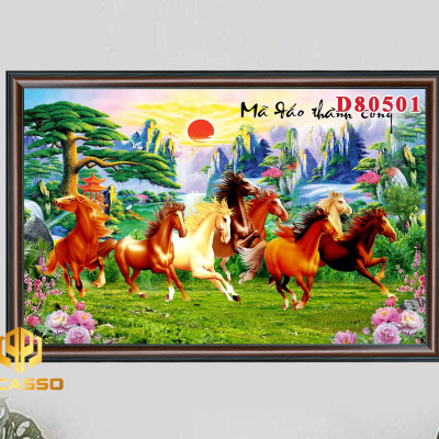 D805 31 Tranh kính Bát mã tung hoành (Được chọn mẫu)