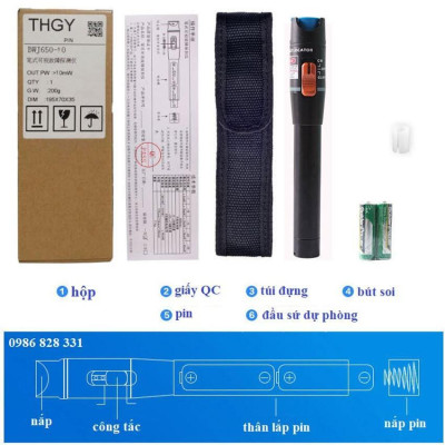 Bút soi cáp Quang 10km BWJ650 +Tặng bao đựng và 1 đầu sứ