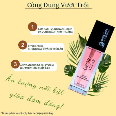COMBO 4 Lọ Xịt Khử Mùi DEORA CLEAR Quyên Lara 50ml, Khử Mùi Hôi Nách, Ngăn Tiết Mồ Hôi