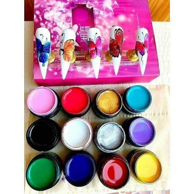 Set Gel Vẽ Nổi FENGSHANGMEI HULIAN 12 Màu Siêu Đặc Làm Nail 8ml/Hũ Không Vón Cục, Dễ Gel Vẽ Họa Tiết Nổi Cho Móng Sơn Gel Nữ Women
